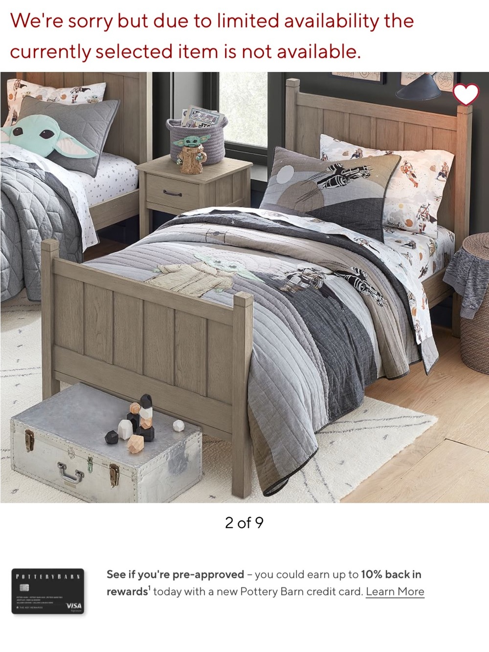 Pottery Barn Kids Star Wars Grogu Quilted Bedding in Green, Tan, Gray - Picture 6 of 8
